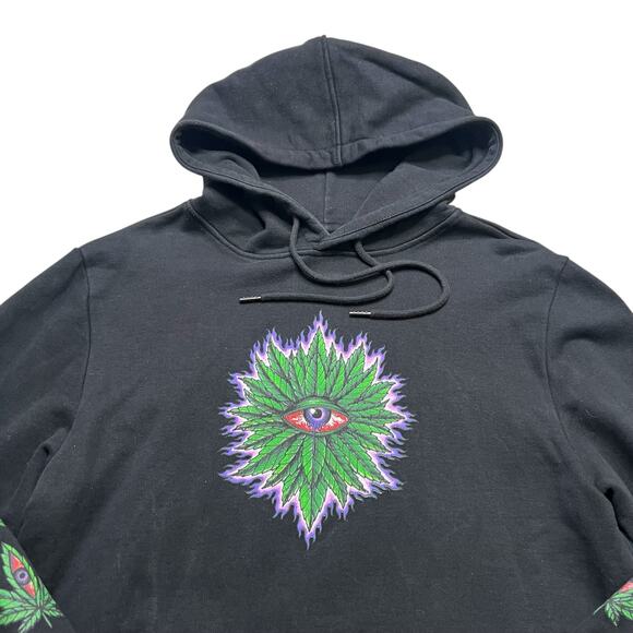 Y2K MBM Eye of Enlightenment Hoodie & Sweatpants Set Black Size S Weed Plant - Picture 14 of 16